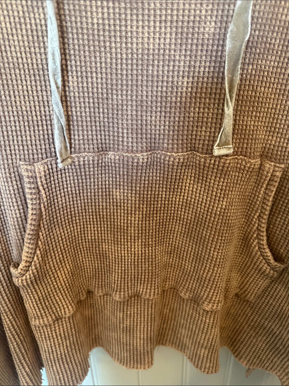 BiBi Washed Brown Waffle-Knit Hooded Sweater - Picture 4 of 9
